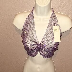 Sparkling Purple Halter Bandeau